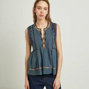 Isabel Marant Barney Sleeveless Embroidered Blouse